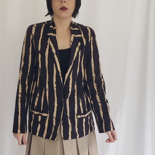 80s Black and Tan Unlined Blazer