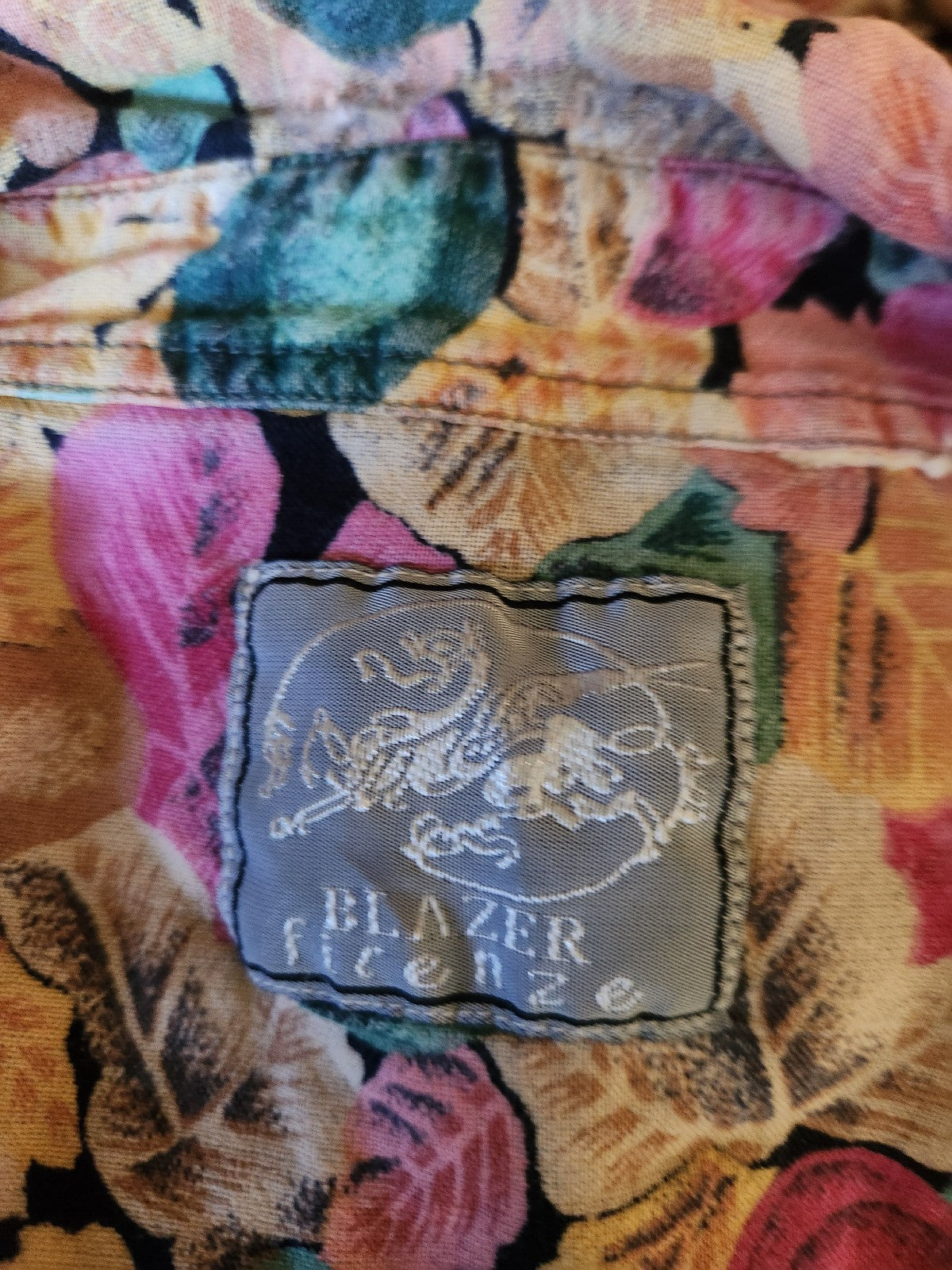 90s Pink, Tan, and Green Floral Top