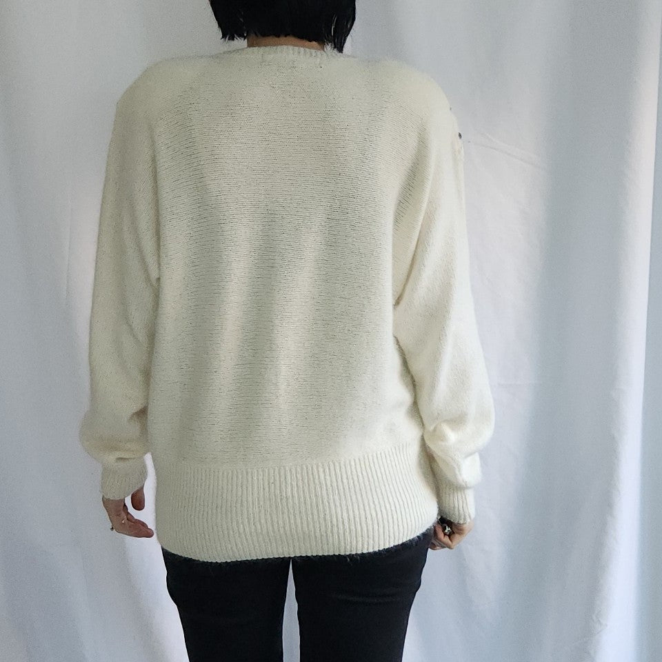 80s/90s Silk and Angora Blend Beaded Sweater