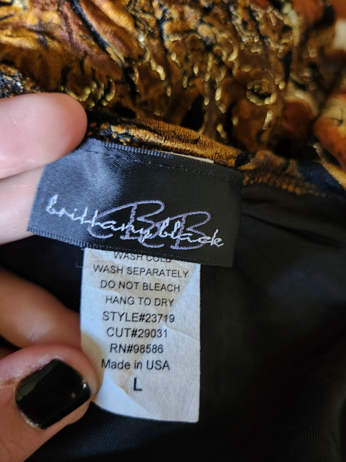 90s Black, Tan, and Orange Whimsigoth Top