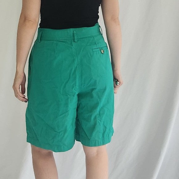 90s Pink and Green Preppy Shorts and Polo Set