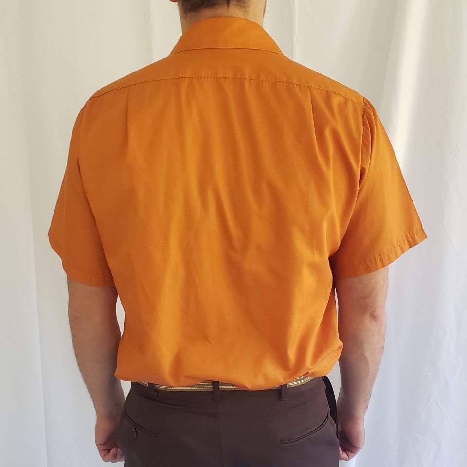 70s Orange Short Sleeve Button Down