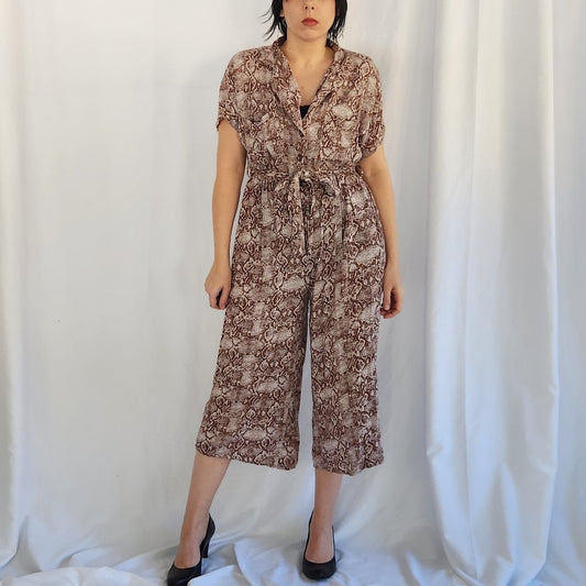 90s Snake Print Rayon Jumpsuit