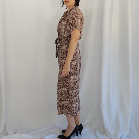 90s Snake Print Rayon Jumpsuit