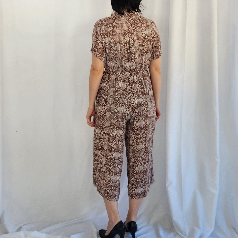90s Snake Print Rayon Jumpsuit