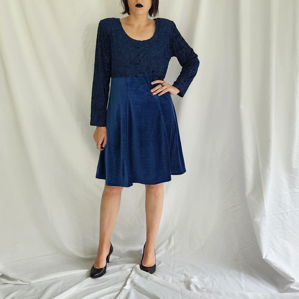 90s Blue Velvet Whimsigoth Dress