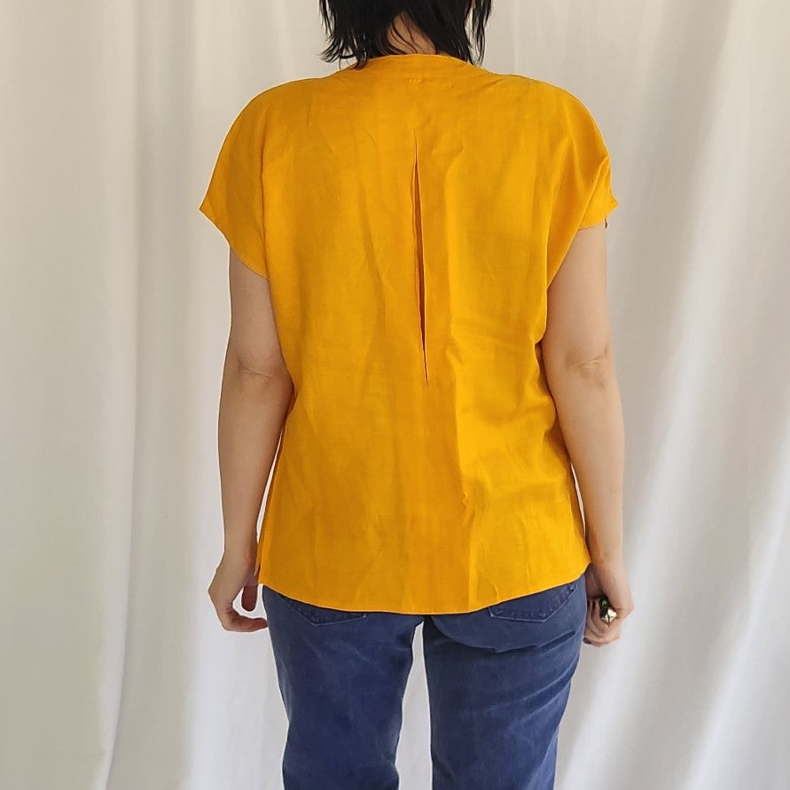90s/00s Liz Claiborne Yellow Linen Blouse