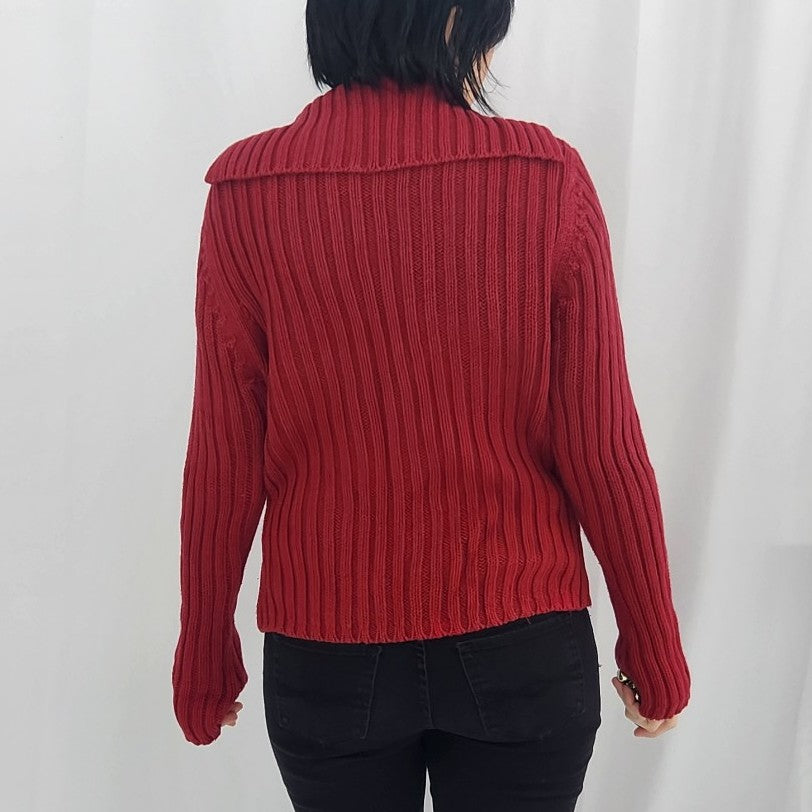 Y2K Red Zip Up Cardigan
