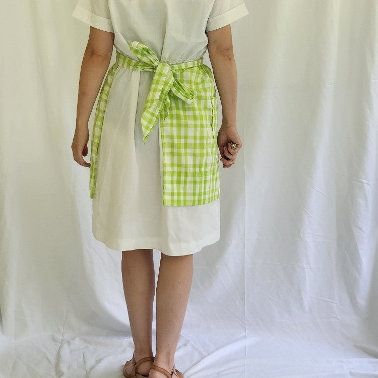 Vintage Green and White Gingham Apron