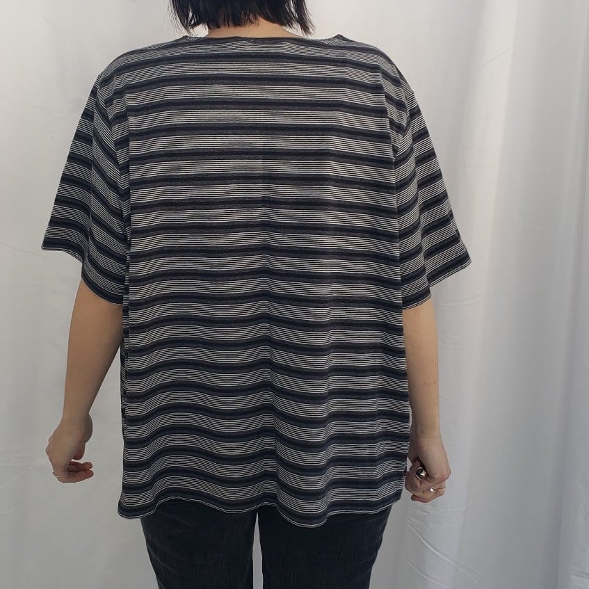 90s Black and White Striped Tee