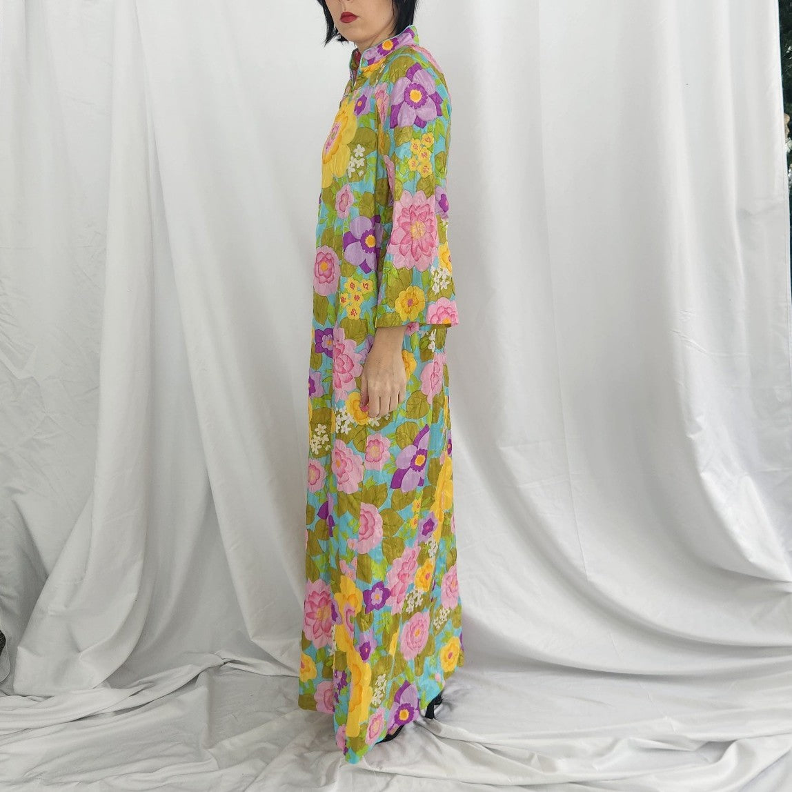 70s Flower Power Zip Frint Robe