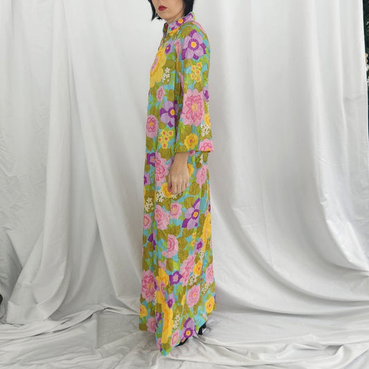 70s Flower Power Zip Frint Robe
