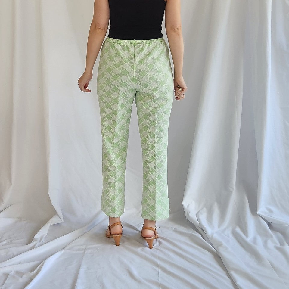 70s Green and White Plaid Leisure Set