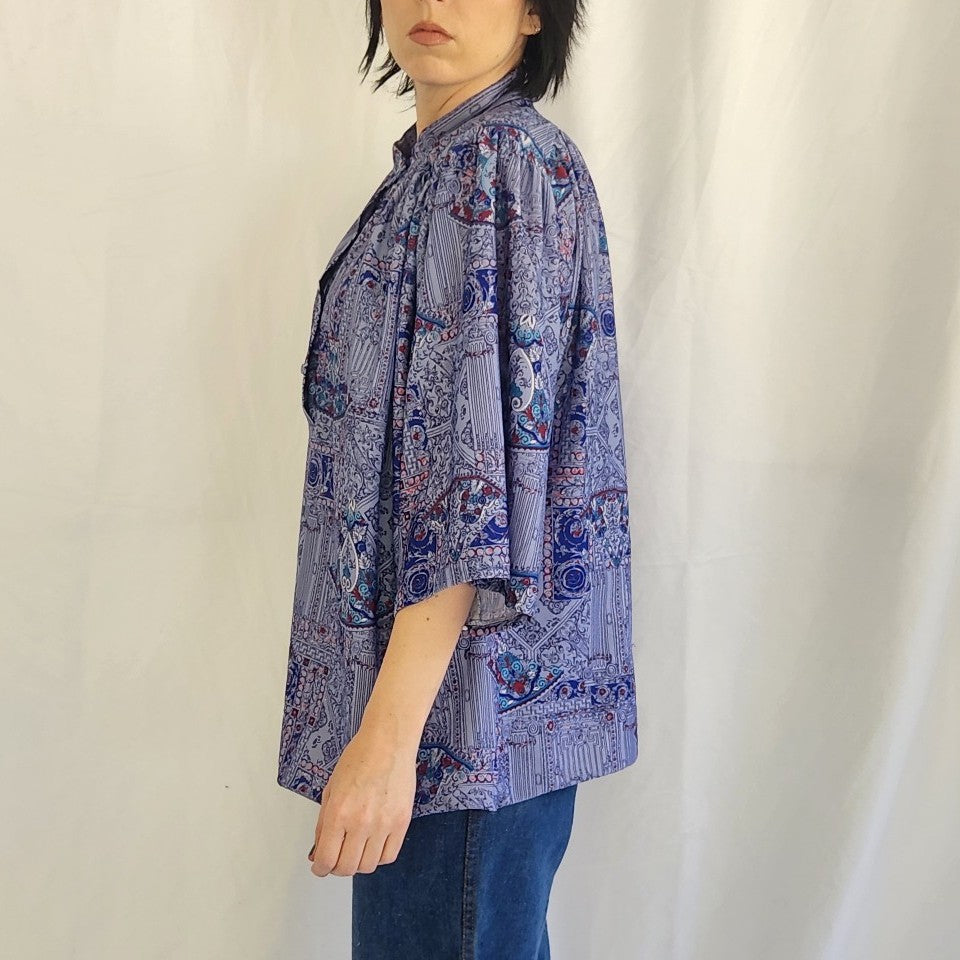 70s/80s Blue Printed Top