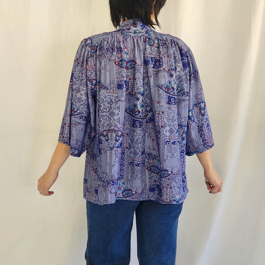 70s/80s Blue Printed Top