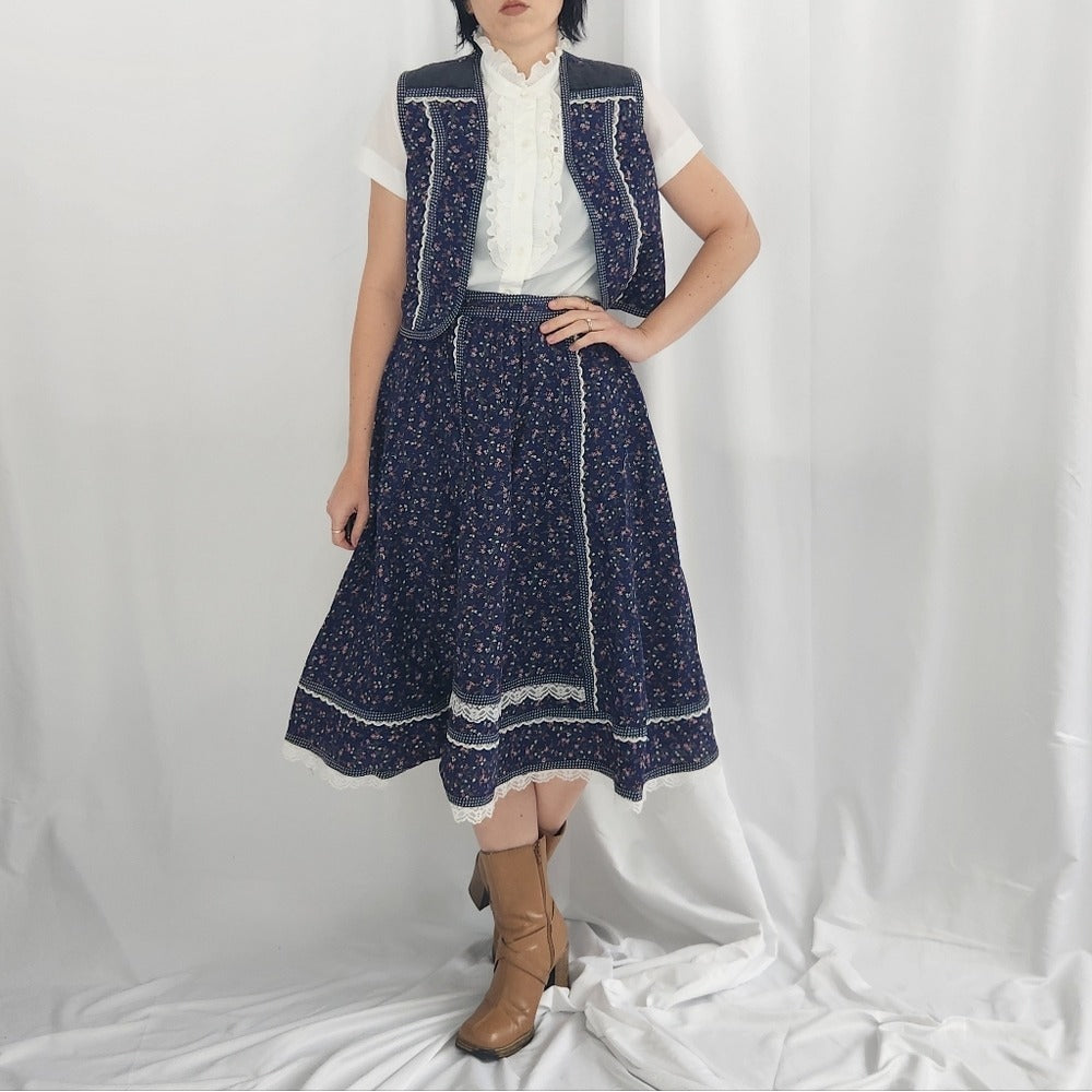 70s Gunne Sax Skirt and Vest Set