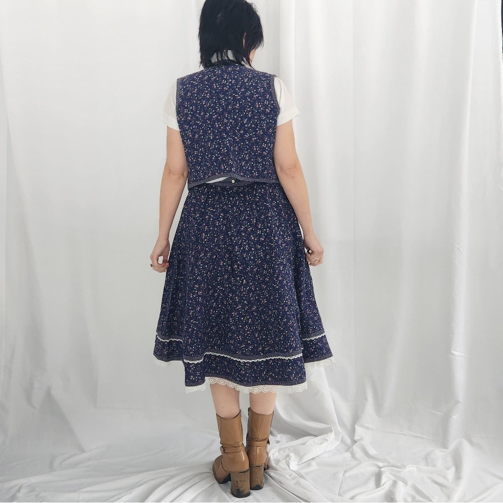 70s Gunne Sax Skirt and Vest Set