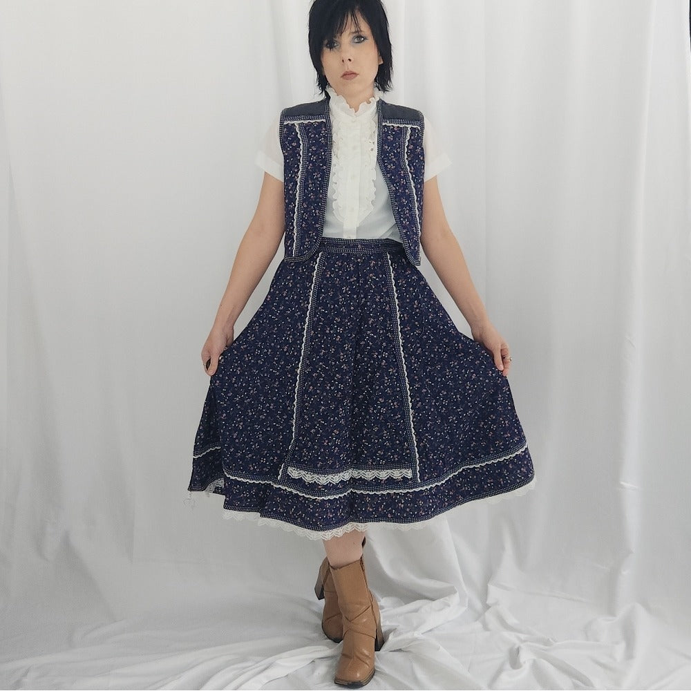 70s Gunne Sax Skirt and Vest Set