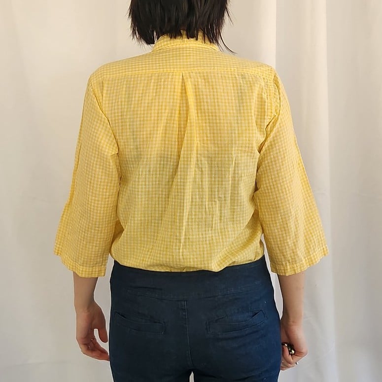 60s White and Yellow Gingham Button Down
