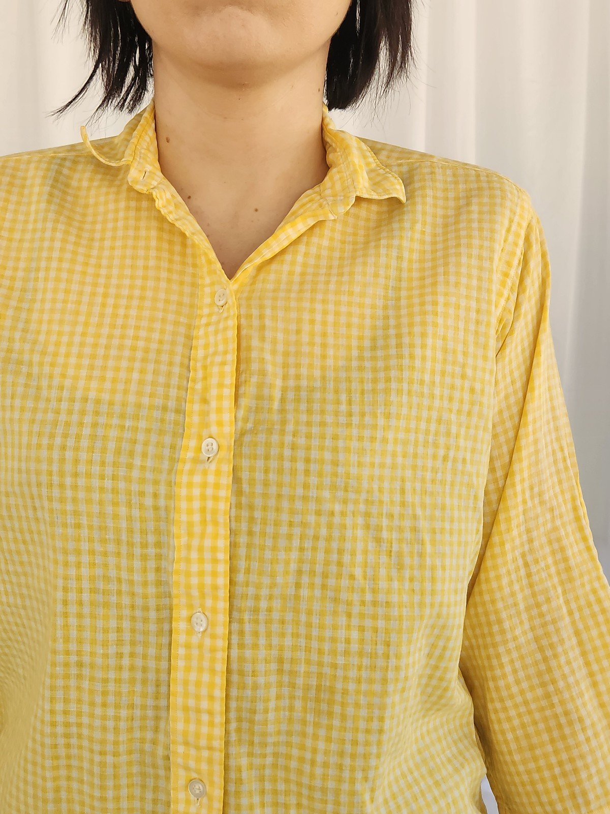 60s White and Yellow Gingham Button Down