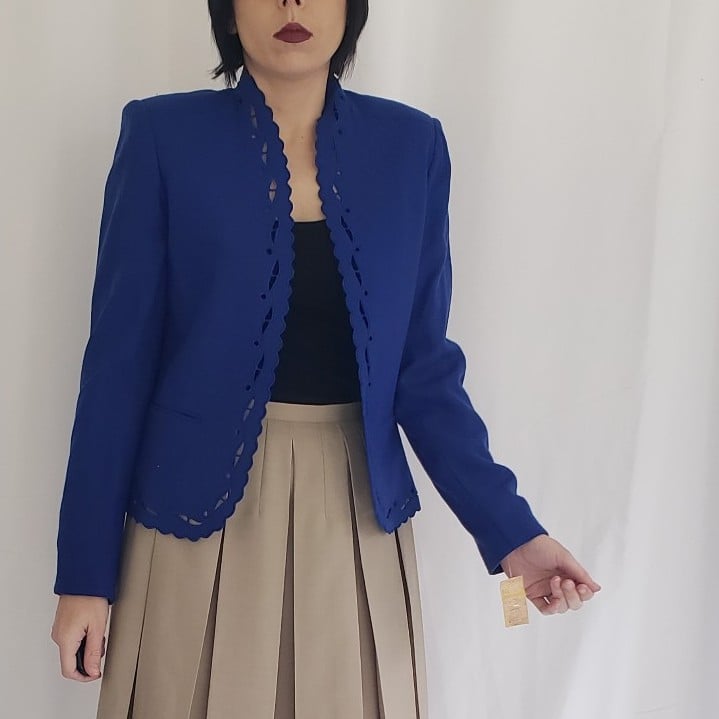 80s/90s Deadstock Blue Wool Jacket by Sasson