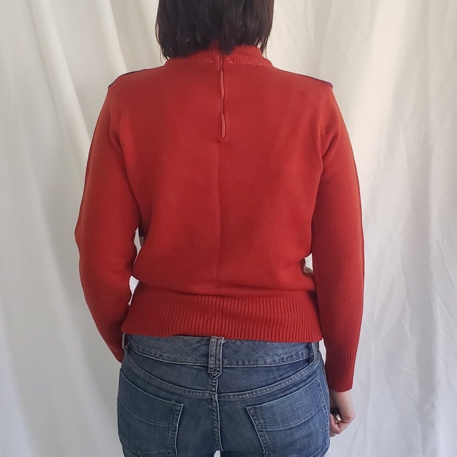 70s Orange Colorblock Sweater