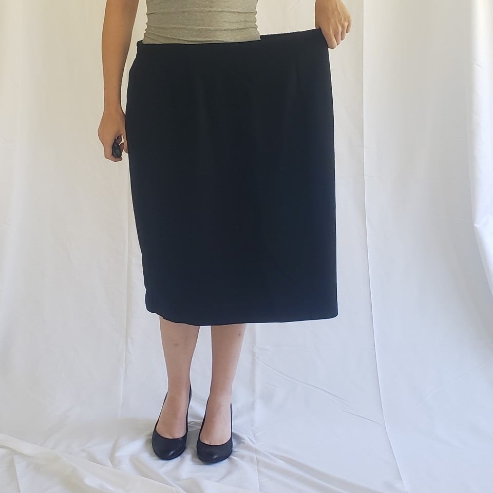 80s/90s Black Wool Pencil Skirt