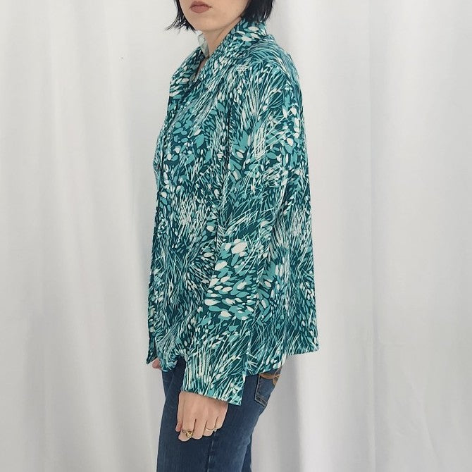 70s Home Made Green Floral Shacket