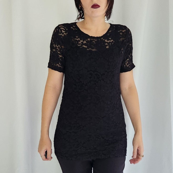 90s Black Lace Tee