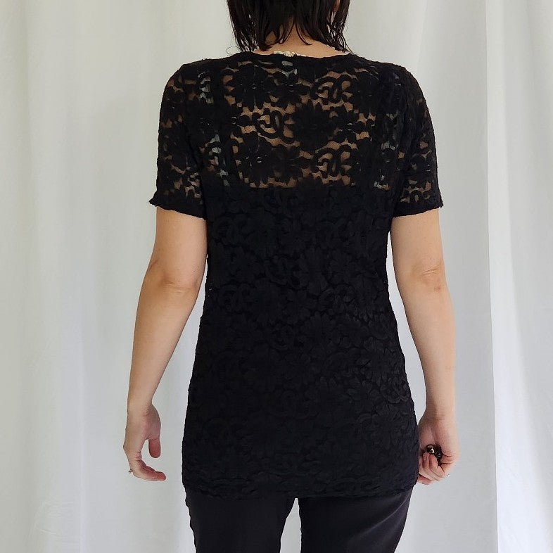 90s Black Lace Tee