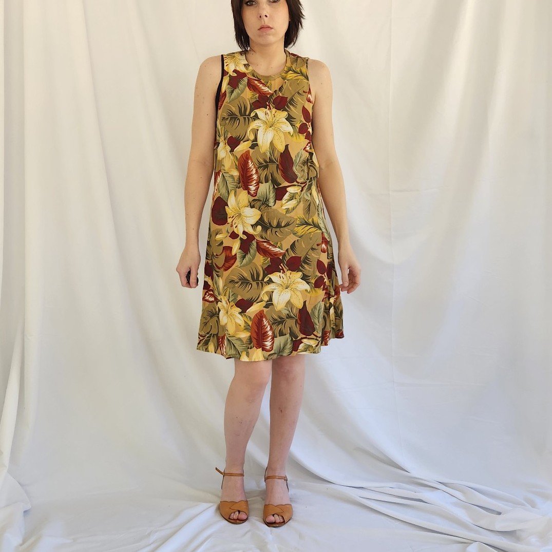 90s/Y2K Deadstock Tropical Floral Rayon Minidress