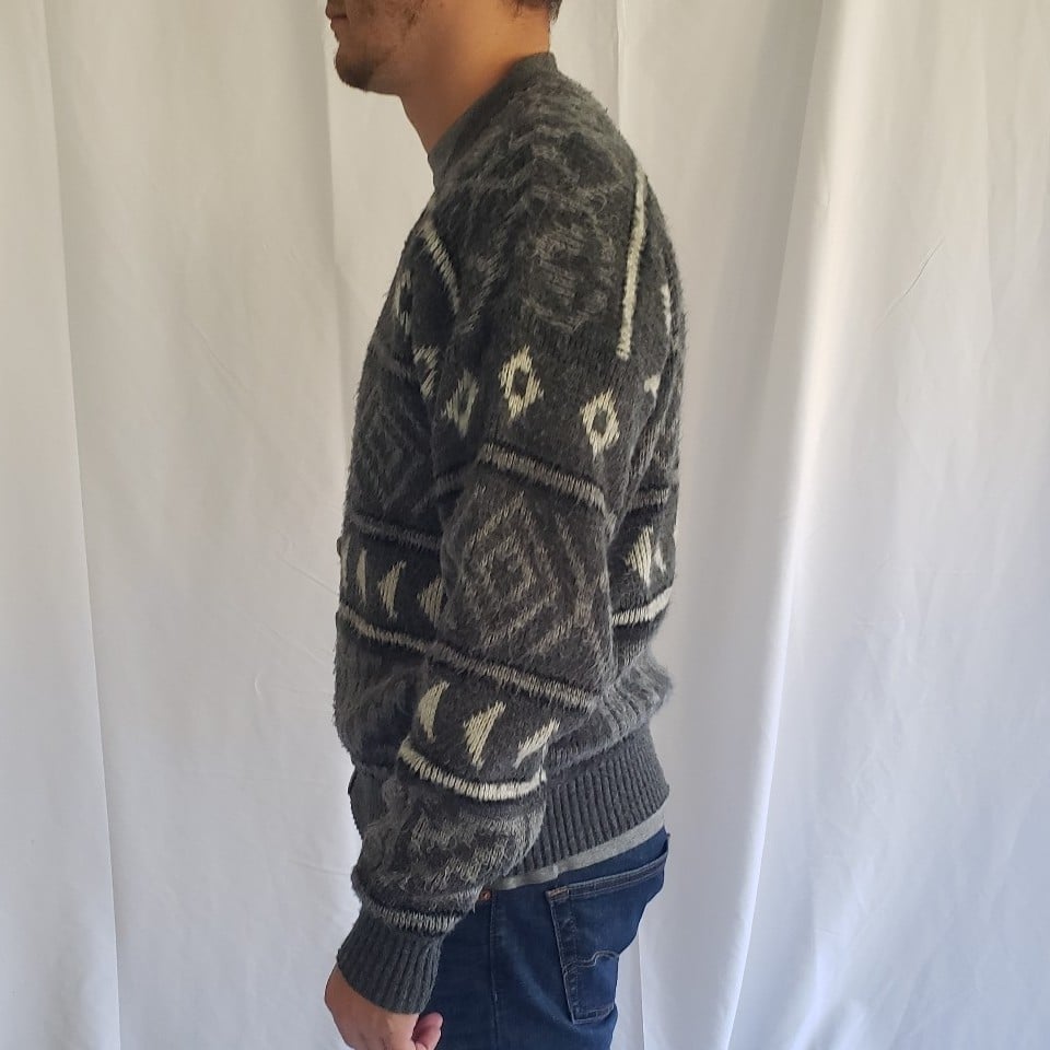 80s Gray Geometric London Fog Cardigan