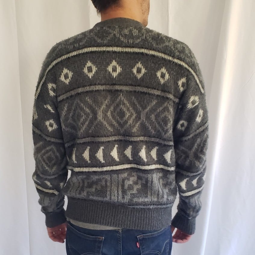 80s Gray Geometric London Fog Cardigan