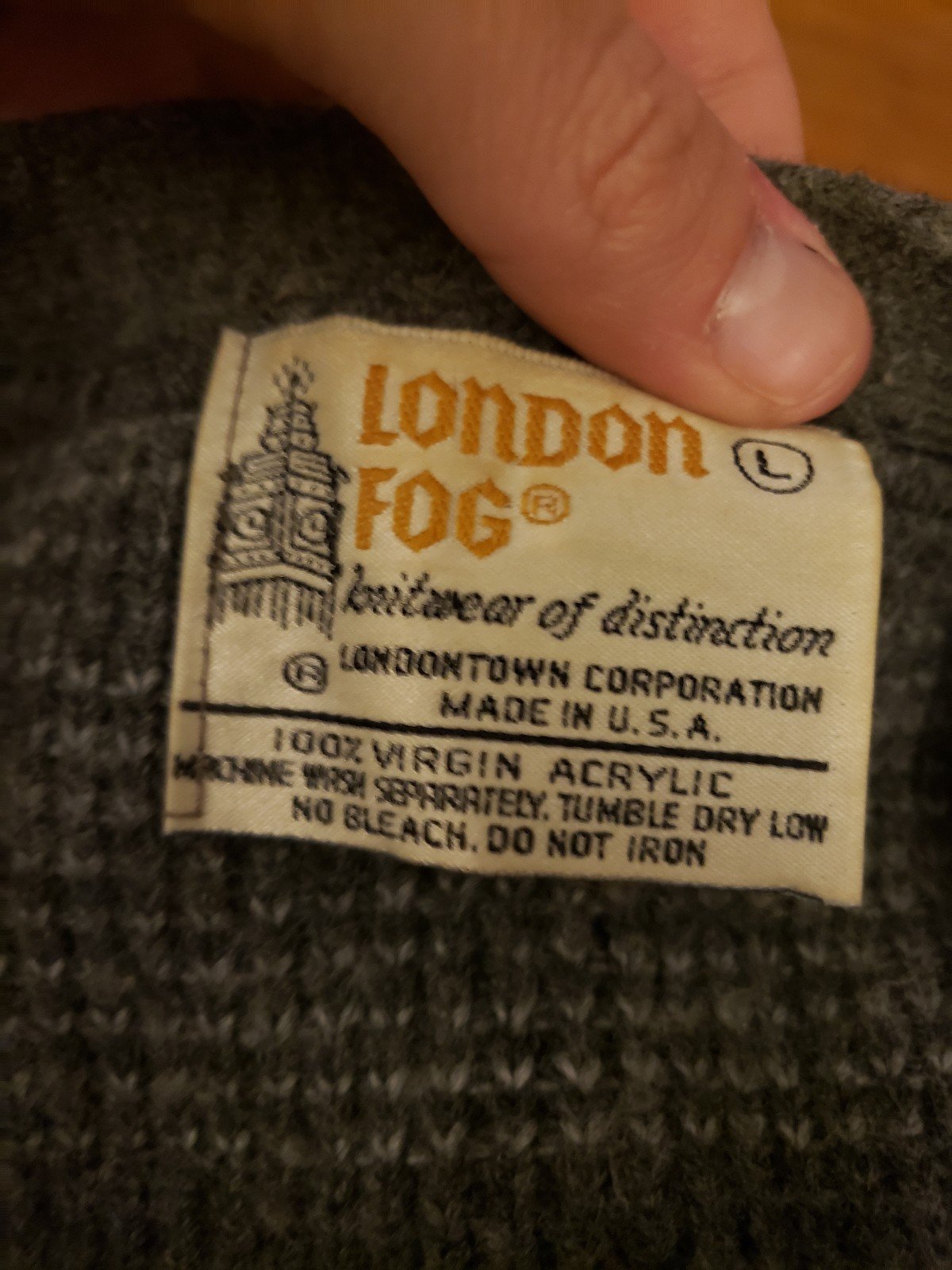 80s Gray Geometric London Fog Cardigan