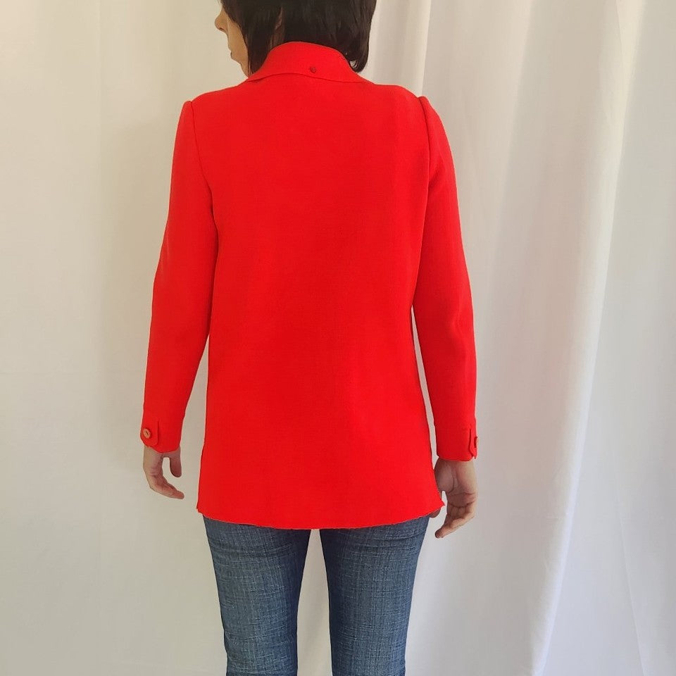 70s Neon Red Cardigan