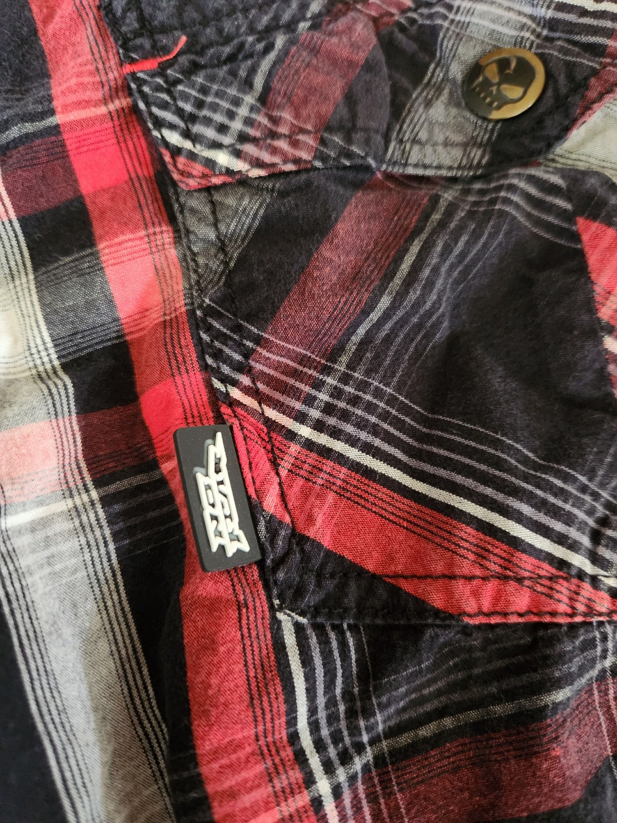 Y2K No Fear Red and Black Plaid Shirt