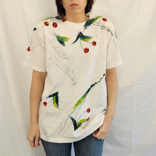 90s Cherry Theme Hand Painted Tee