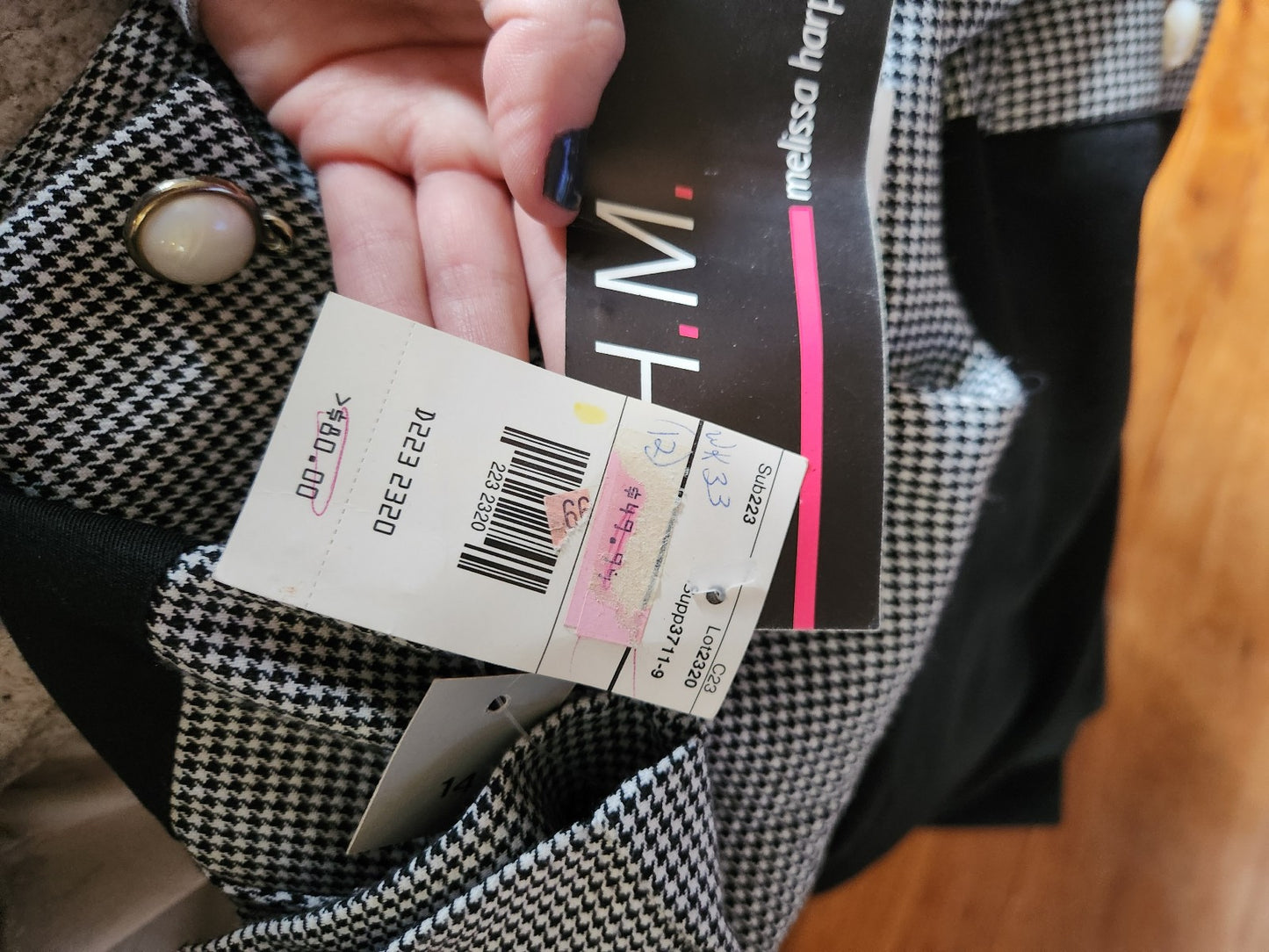 80s Deadstock Black and White Plaid Button Down Dress