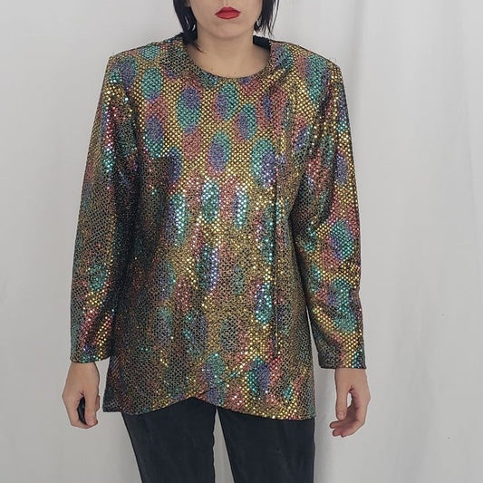80s Gold Sequin Covered Top