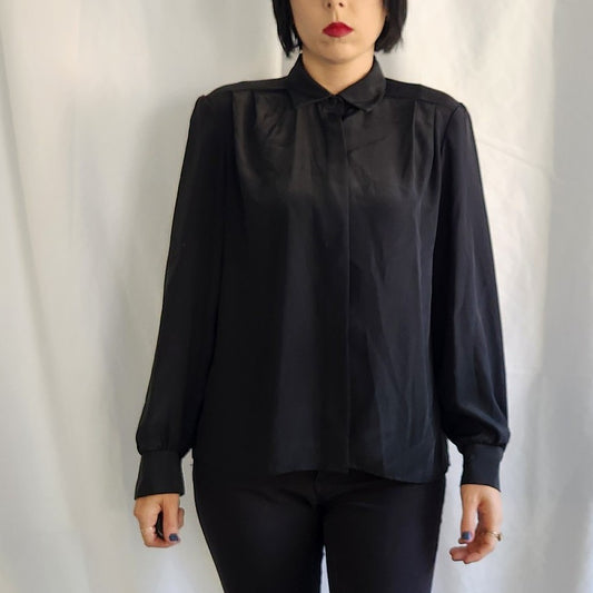 80s Black Button Down Shirt