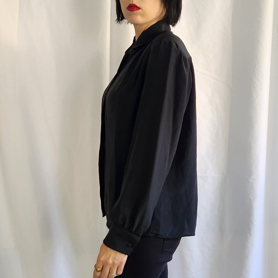 80s Black Button Down Shirt