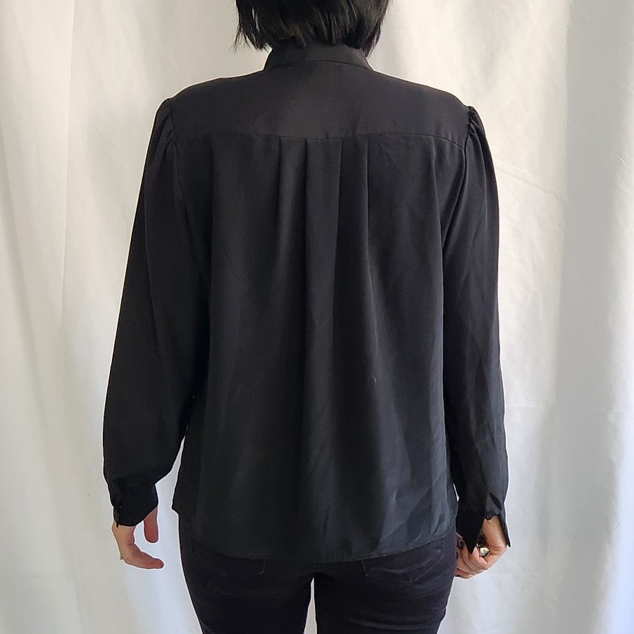 80s Black Button Down Shirt