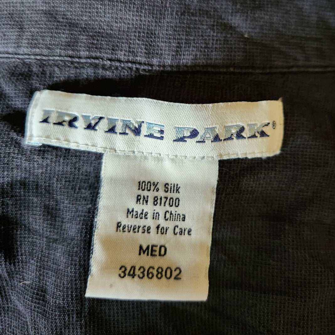 90s/Y2K Black and Maroon Silk Button Down Shirt