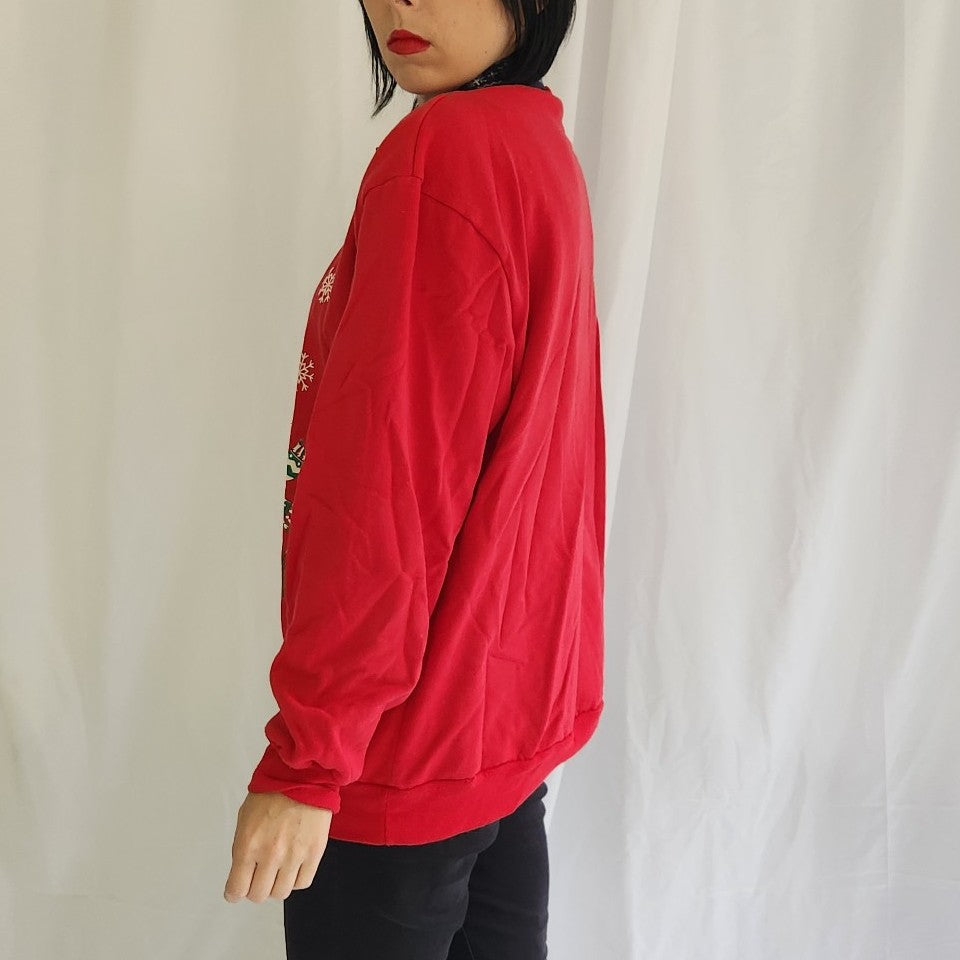 90s Skiing Bear Collared Sweatshirt