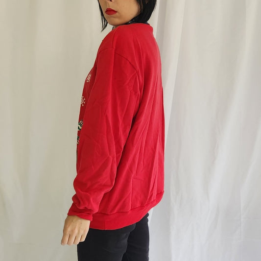 90s Skiing Bear Collared Sweatshirt