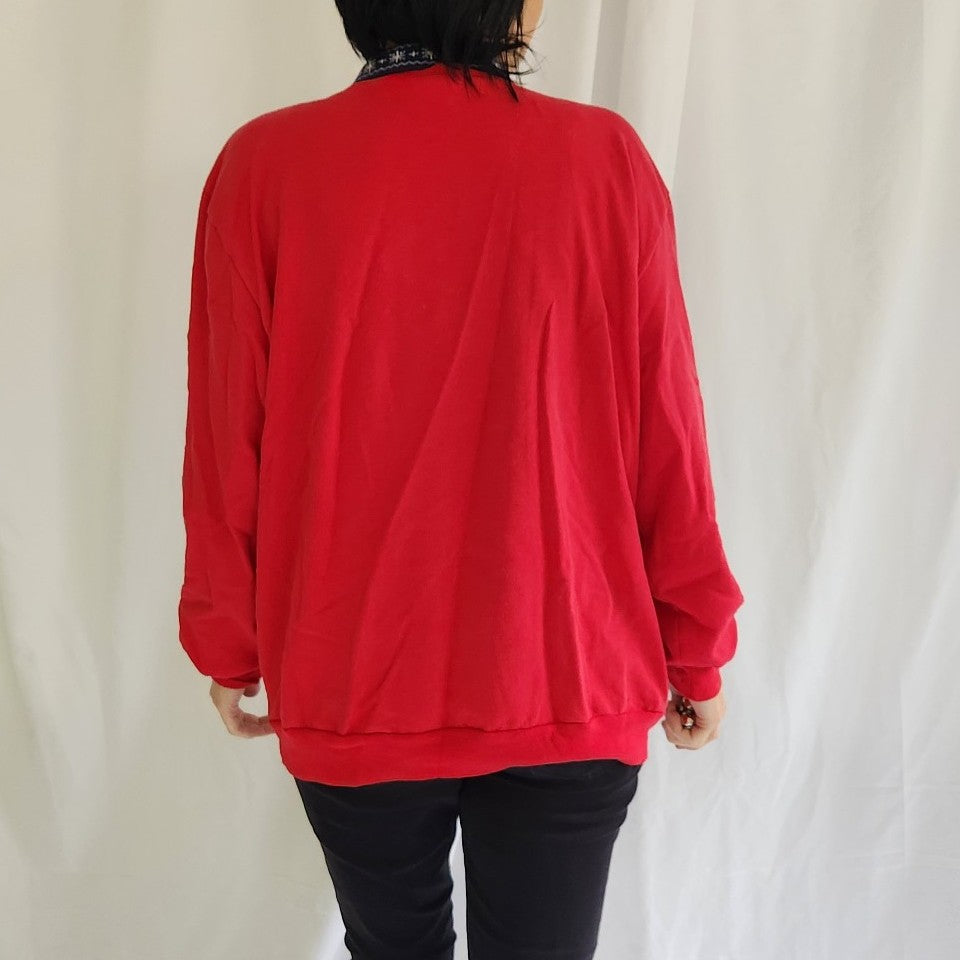 90s Skiing Bear Collared Sweatshirt