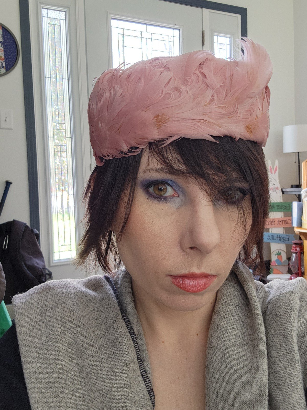 60s Pink Feather Hat