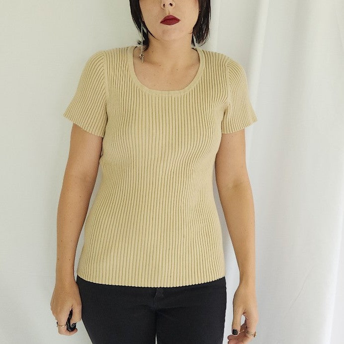 90s Tan Ribbed Tee