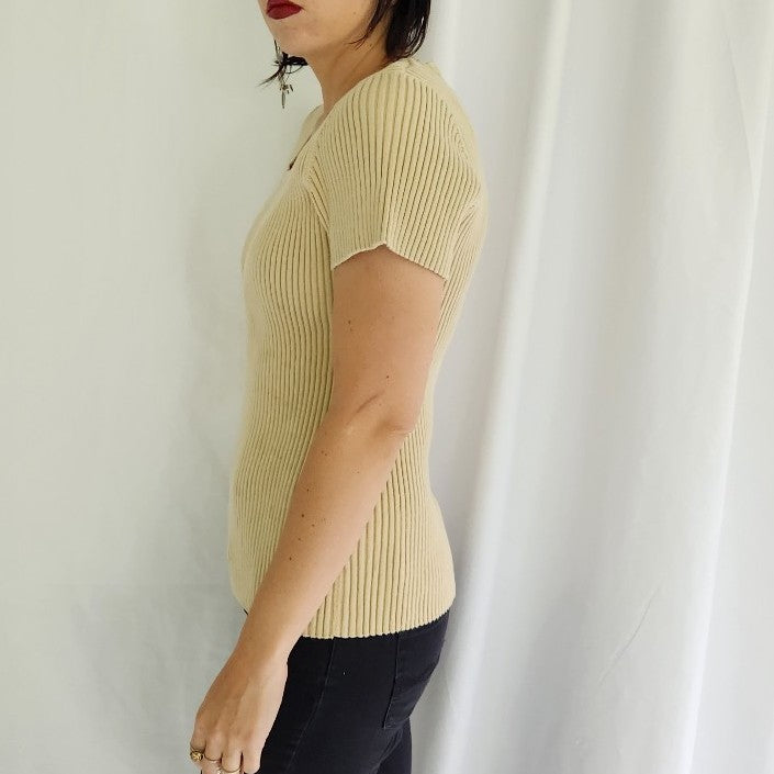 90s Tan Ribbed Tee