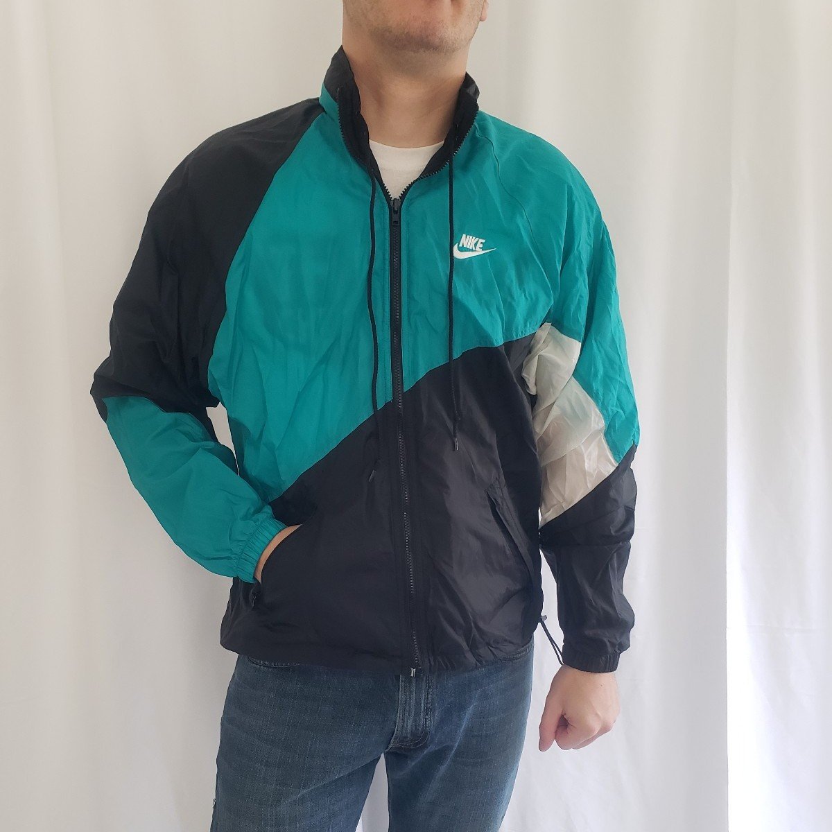 90s Black and Teal Nike Windbreaker